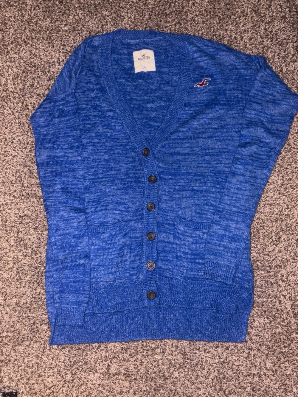 Hollister Blue V-Neck Button Cardigan Sweater